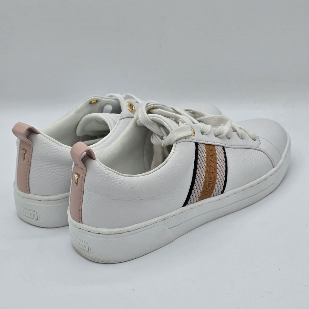 Ted Baker Bailey Icon Sneakers Women’s Leather Tennis White Pink Size 6.5 - Picture 5 of 6
